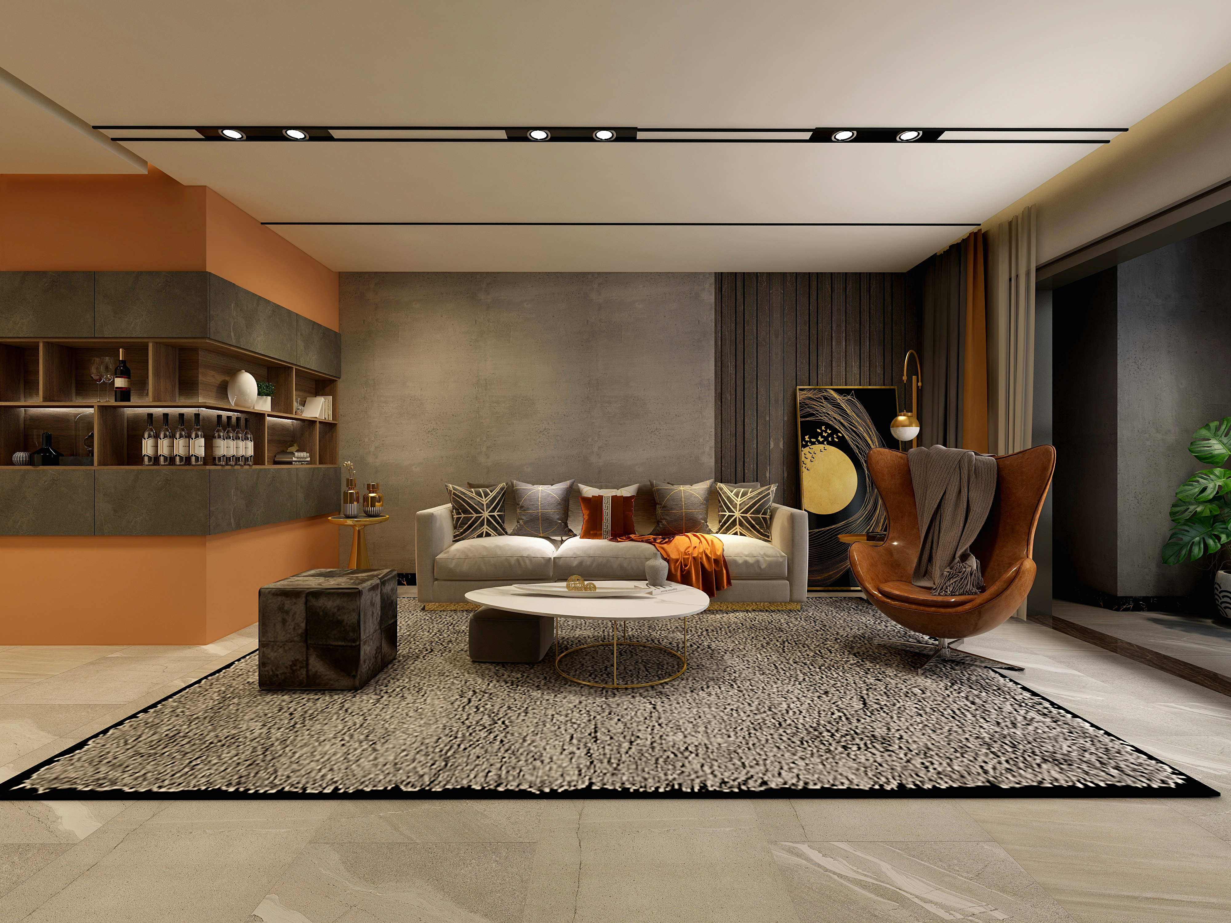 黑枫设计-《蜜城之恋》-灰橙-工业风-装修设计方案