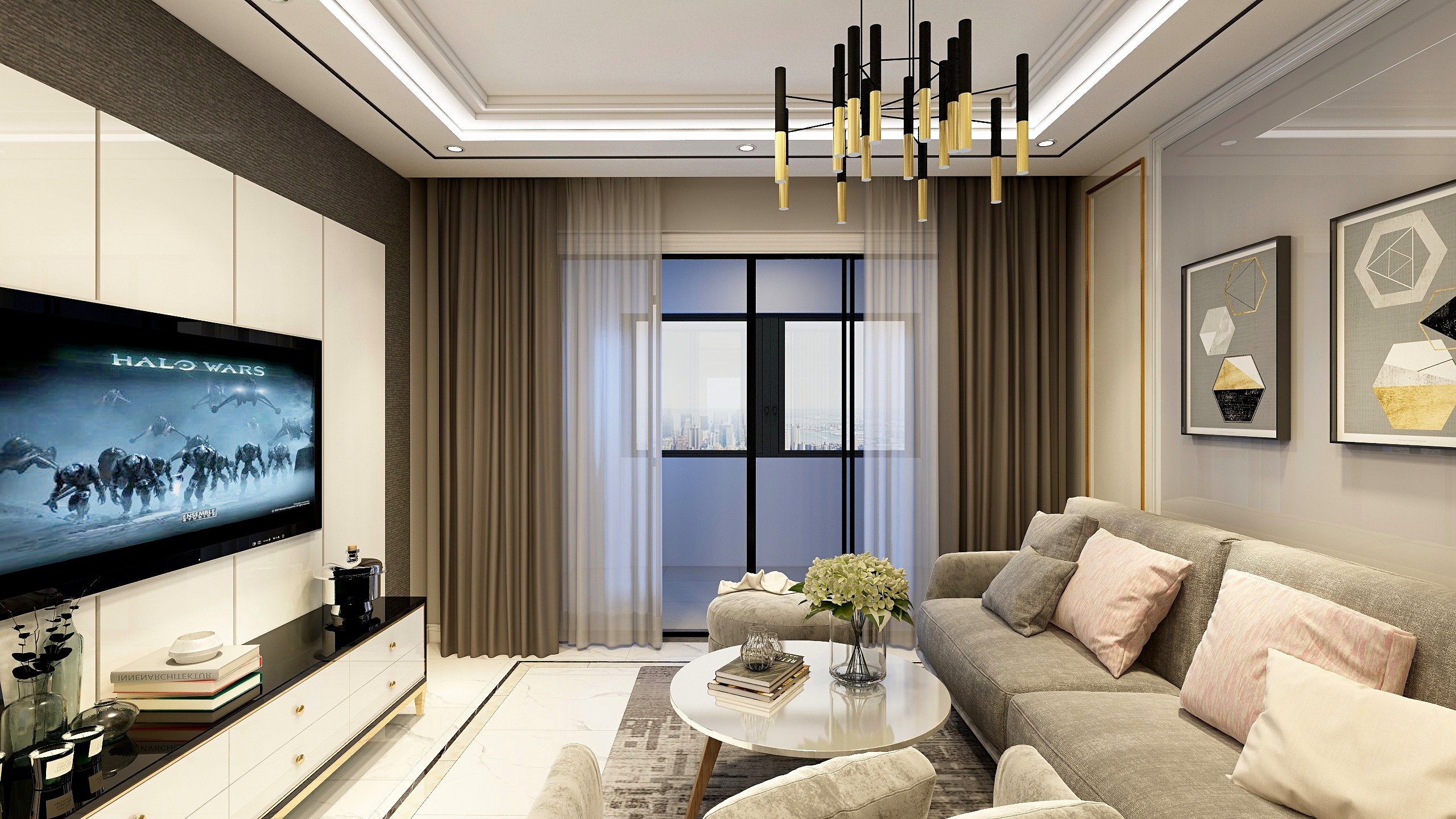 品尚茗居-95平现代风格三居室装修效果图