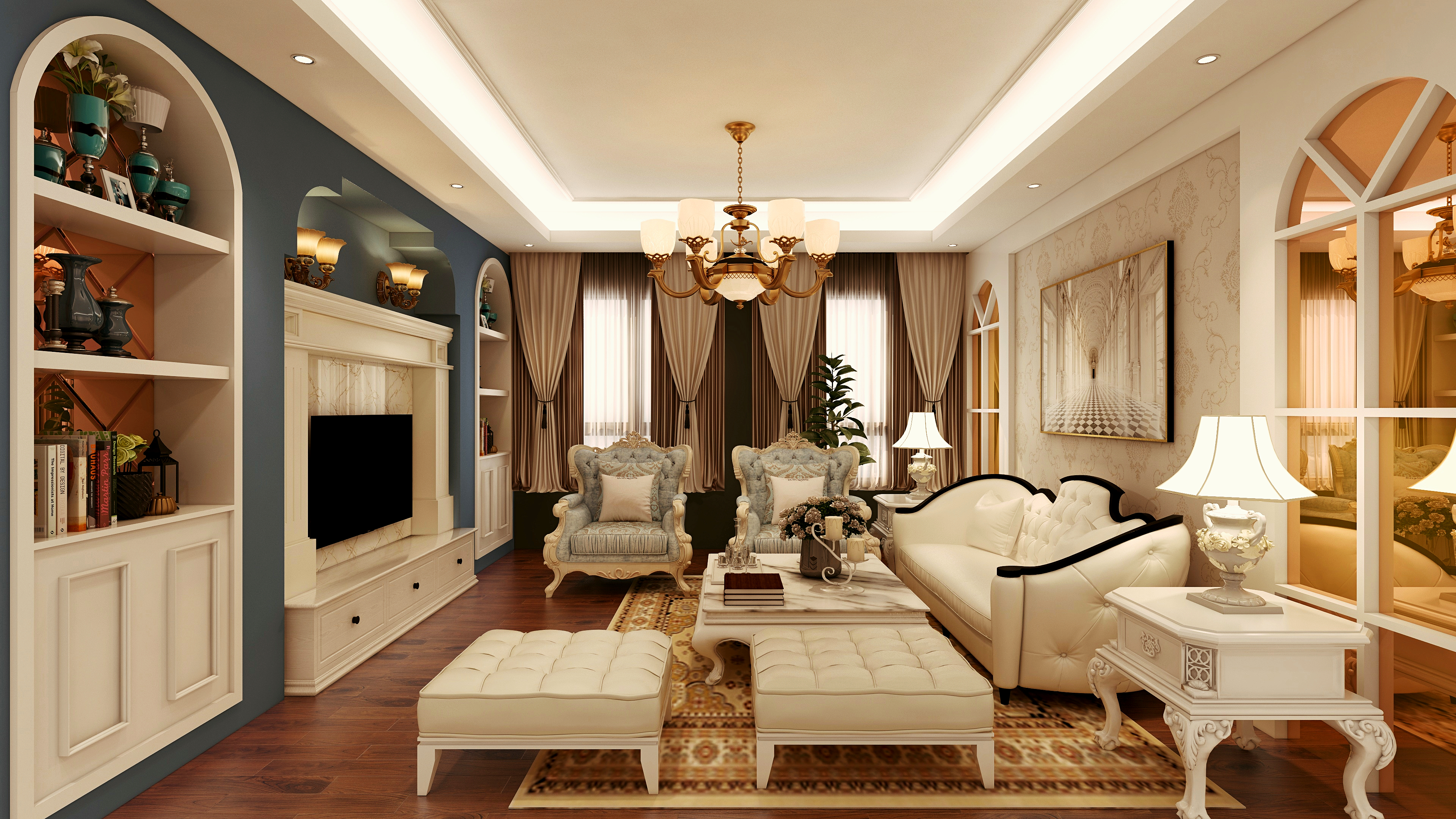 刘胜QWDZSJCT-欧式风格客餐厅-装修设计方案