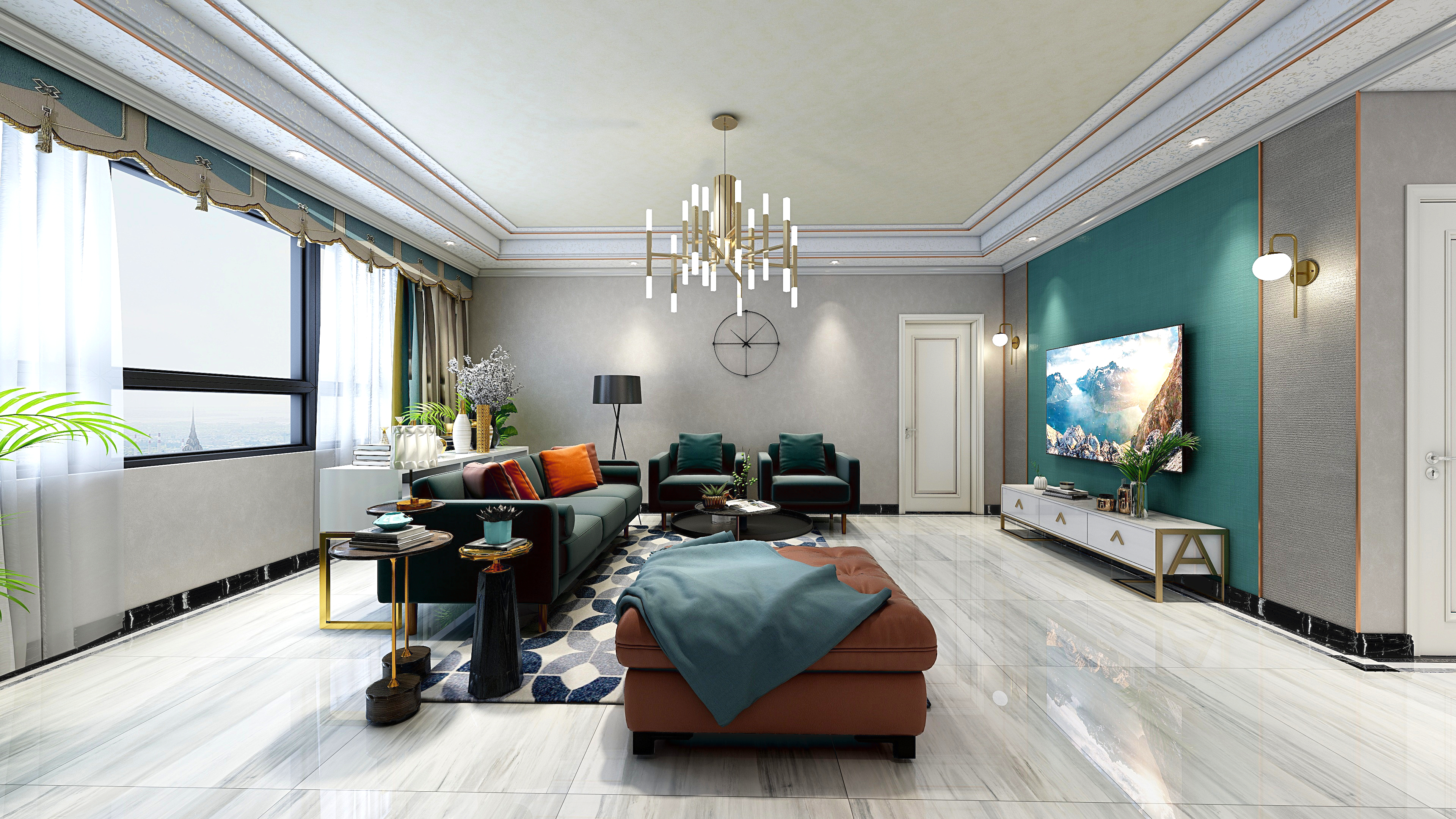 郑鹏飞-孔雀蓝展现-现代轻奢风-副本-装修设计方案