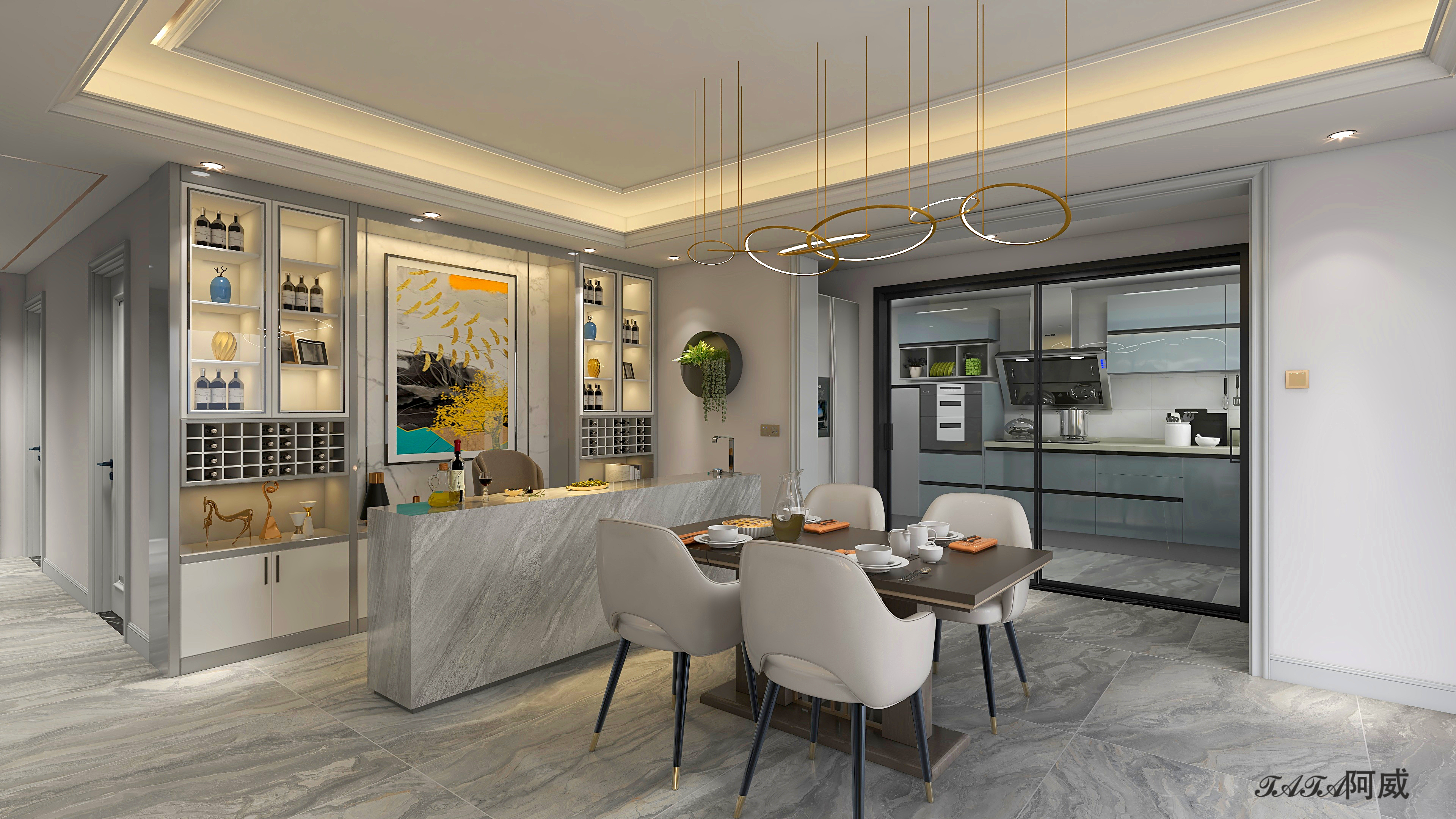 成都-温江光华-杨威-217方-美式轻奢-四室装修效果图