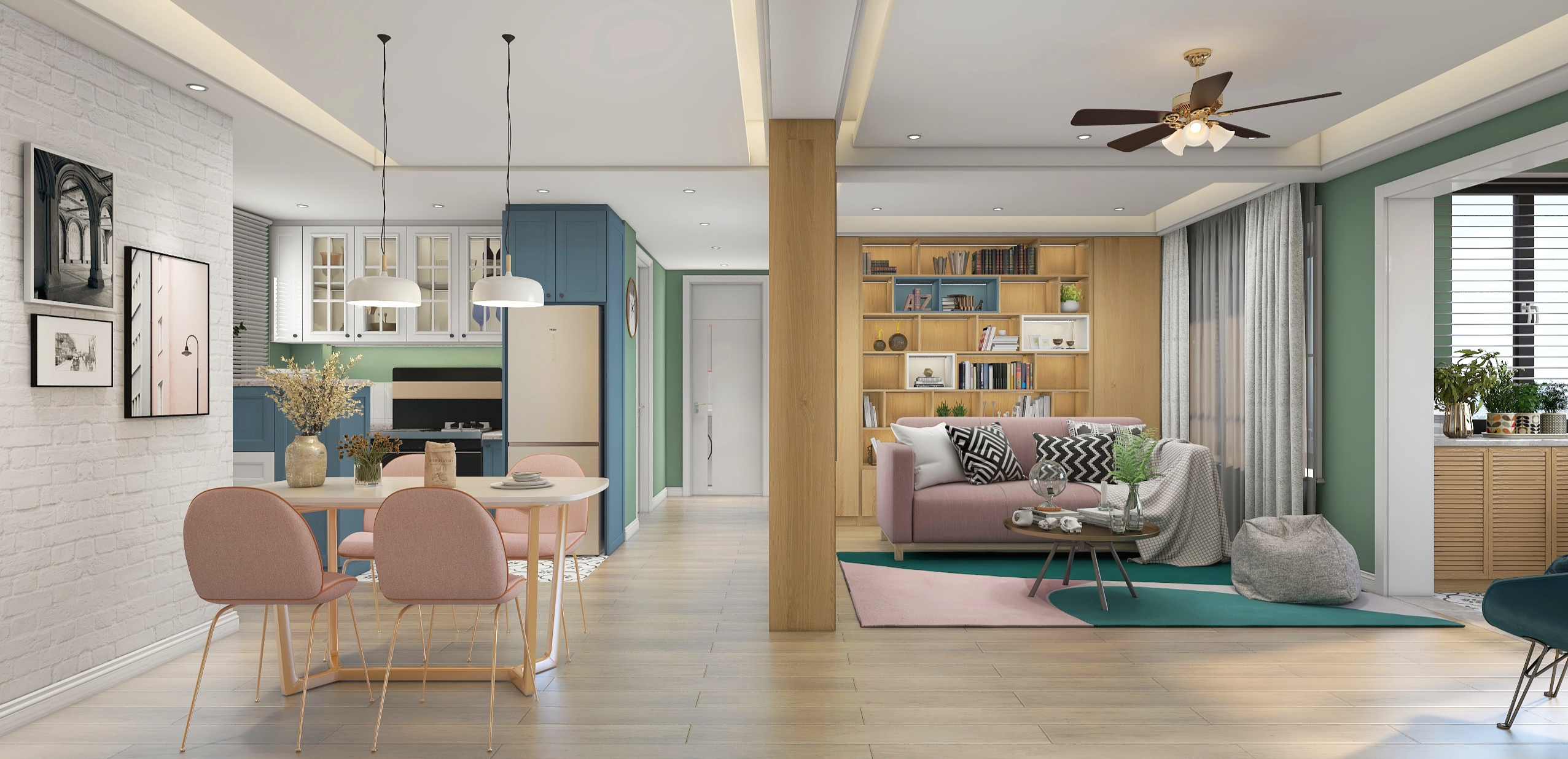 水沝淼设计-83㎡清新森林系住宅-装修设计方案