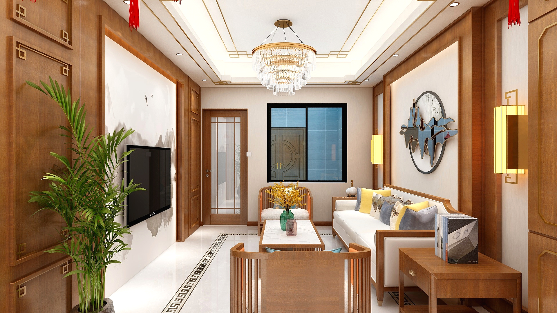 一八八啊九六五二二二五零-99平新中式一居室装修效果图