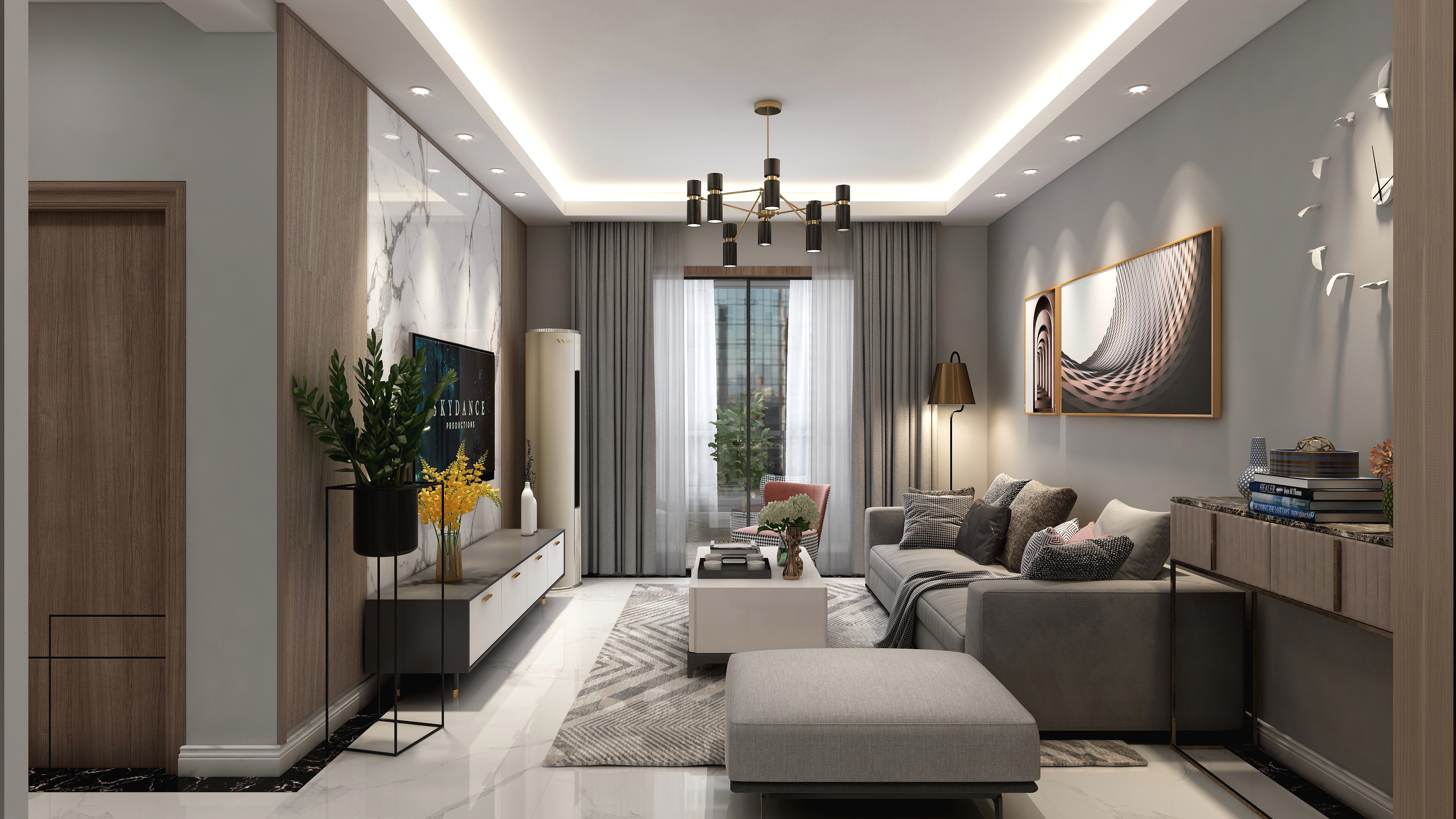 羽非设计-96方现代3居装修效果图