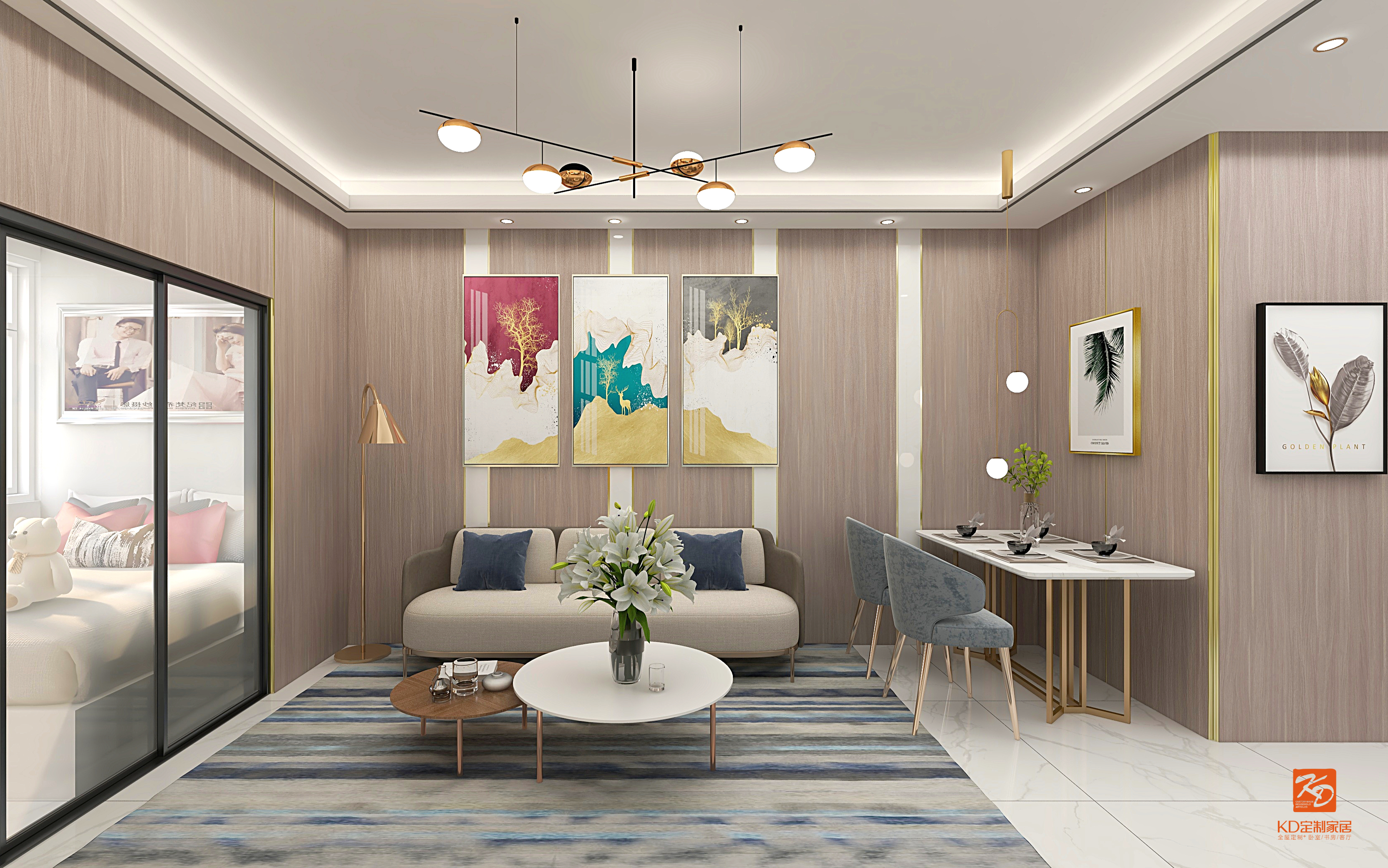 KD姚鹏远-一居室45平米装修效果图