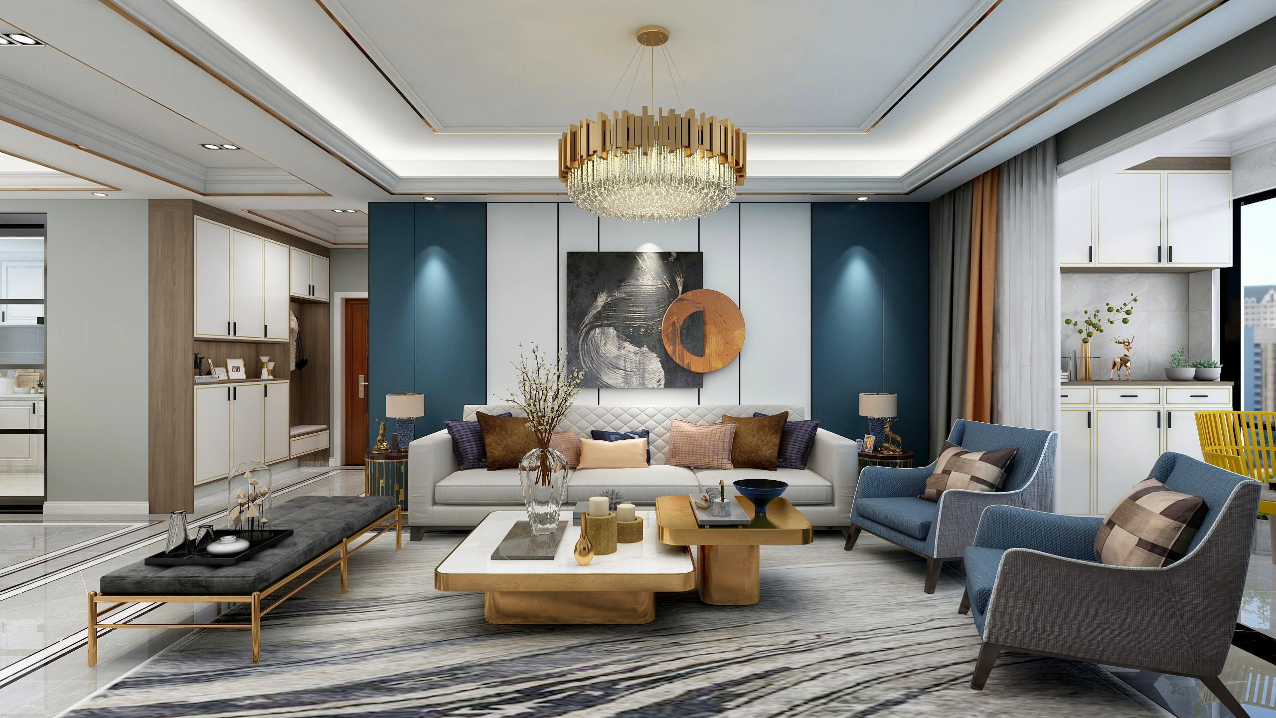 淘宝搜友诺设计-139平现代三居室装修效果图