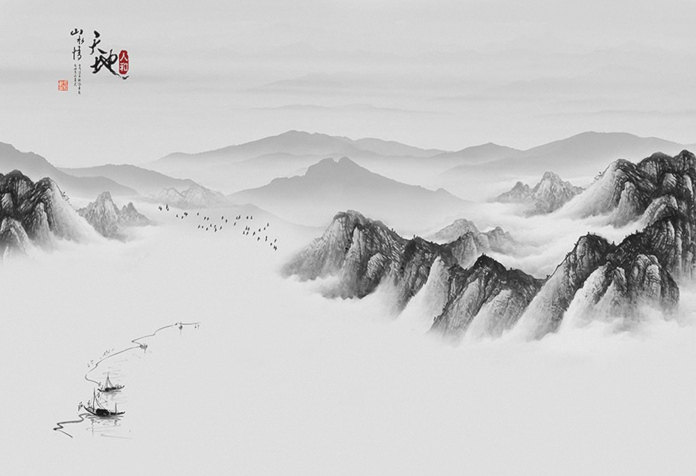 A新中式意境山水背景墙【艺轩壁画】JM-26683D模型