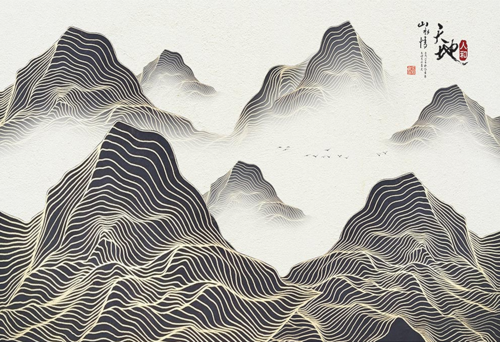 AA新中式意境山水背景墙【艺轩壁画】CT-0883D模型