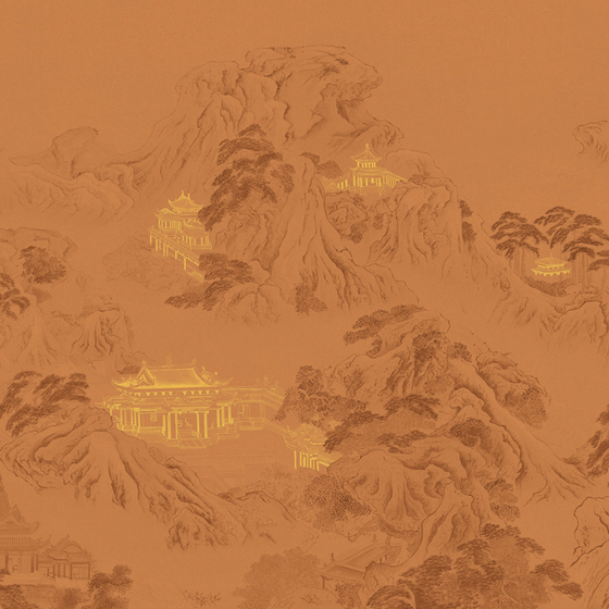 Orange Beetle Inca Embroidery Wallpaper Wall Covering