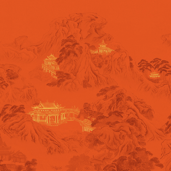 Beetle Inca embroidery-wallpaper wall covering