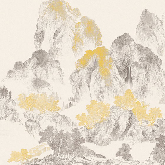 Beetle Mural Chinese Landscape G22008K-C Wallpaper Fabric