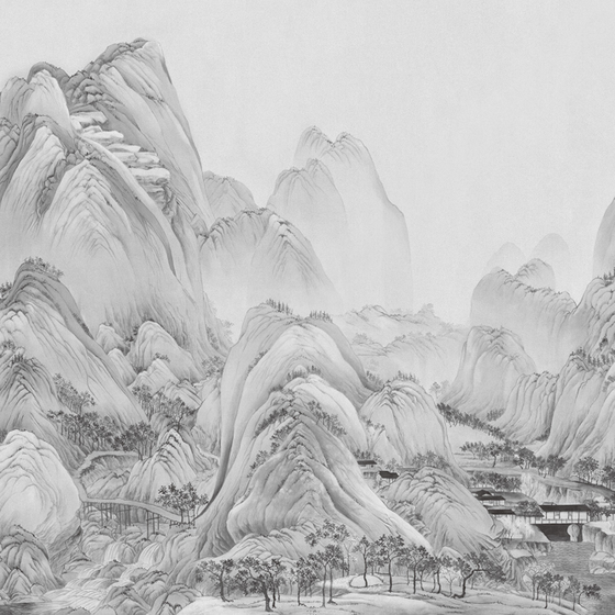 Gray Beetle Mural Rivers and Mountains Wallpaper 3D Model