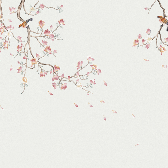 Beetle Mural Chinese Flower and Bird Wallpaper Fabric