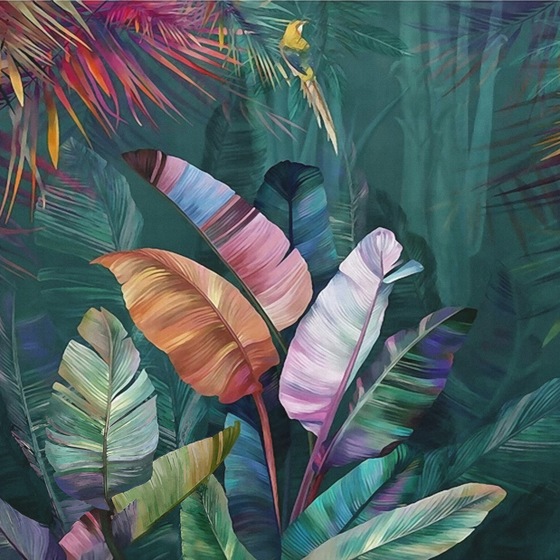 Nordic Tropical Mural Wallpaper 3D Model for Living Rooms