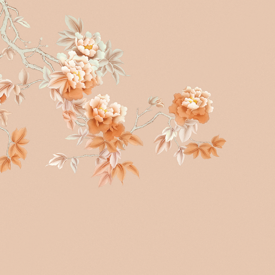 Beetle Mural Chinese Peony Wallpaper for Elegant Decor