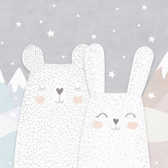 Light-Colored Children's Room Background Wall Animal Little Bear and Rabbit Wallpaper Custom Wall Fabric Mural