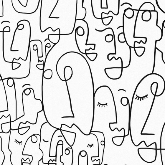 Abstract Face Line Drawing Wallpaper 3D Model