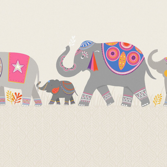 Hand-Painted Cartoon Animal Wallpaper for Children's Room