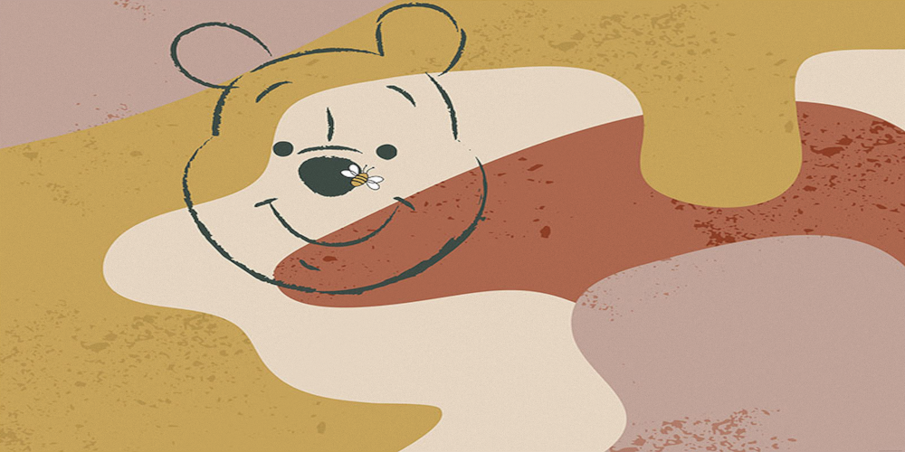 Whimsical Pink Winnie the Pooh Children's Room Wallpaper 3D Model