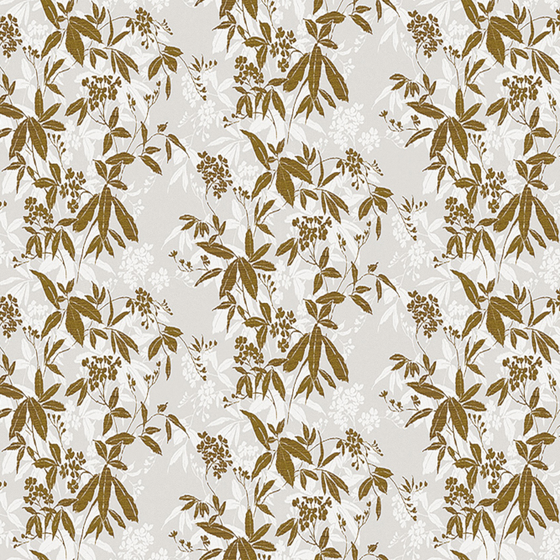 Golden Vintage Botanical Parquet Wallpaper
