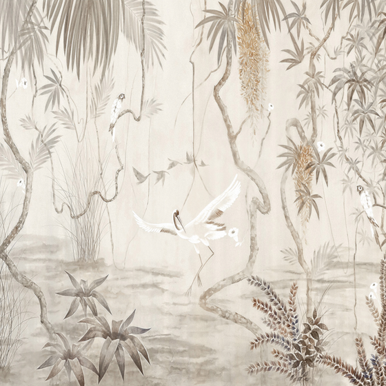 Beige New Chinese Background Wallpaper 3D Model