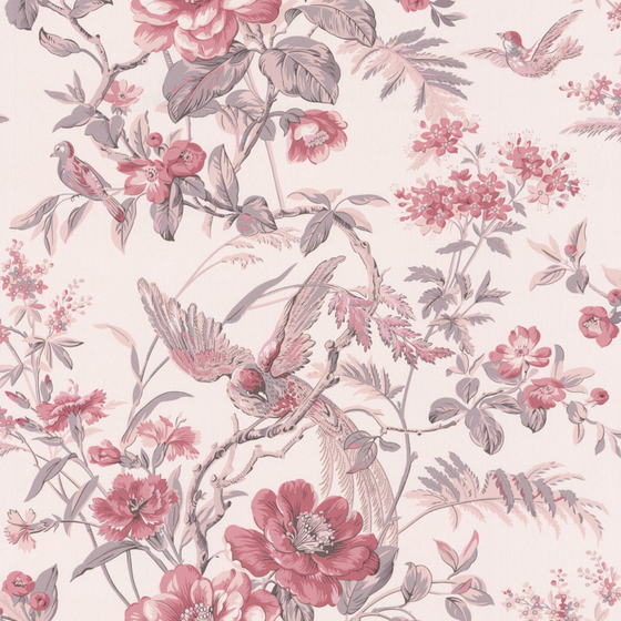 Chic European-Style Plant Print Wallpaper 3D Model