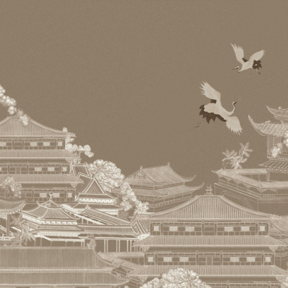 Beige New Chinese-Style Warm-Colored Architecture