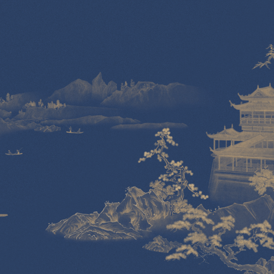 New Chinese-style Blue River 3D Model for Decorative Use
