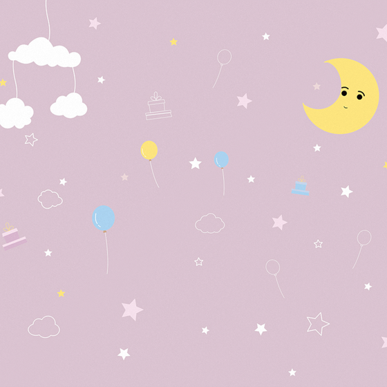 Charming Modern Children's Wallpaper 3D Model in Purple