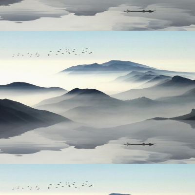 AA新中式意境山水背景墙【艺轩壁画】LYFH-337