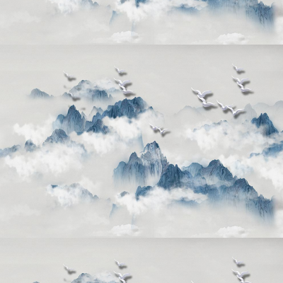 A新中式意境山水背景墙【艺轩壁画】JM-2664