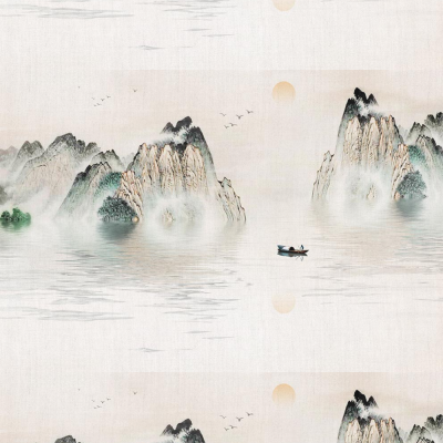 AA新中式意境山水背景墙【艺轩壁画】CT-110