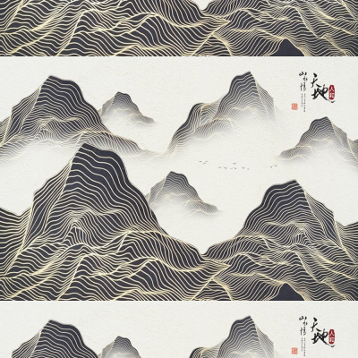 AA新中式意境山水背景墙【艺轩壁画】CT-088