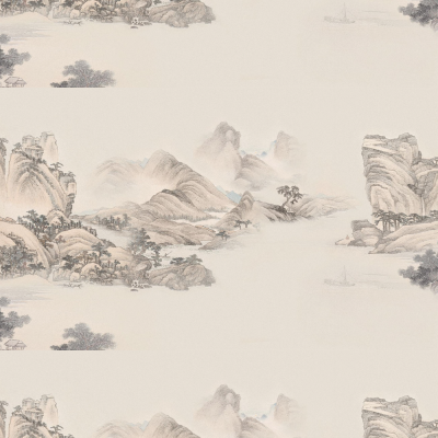 艺轩壁画新中式山水国画背景墙布