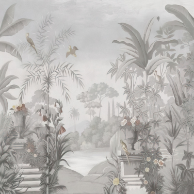 动植物艾莎壁画花鸟壁纸美式复古背景墙纸热带雨林餐厅壁布