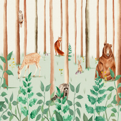 动物区系卧室背景墙壁纸【艾莎壁画】esia.taobao.com